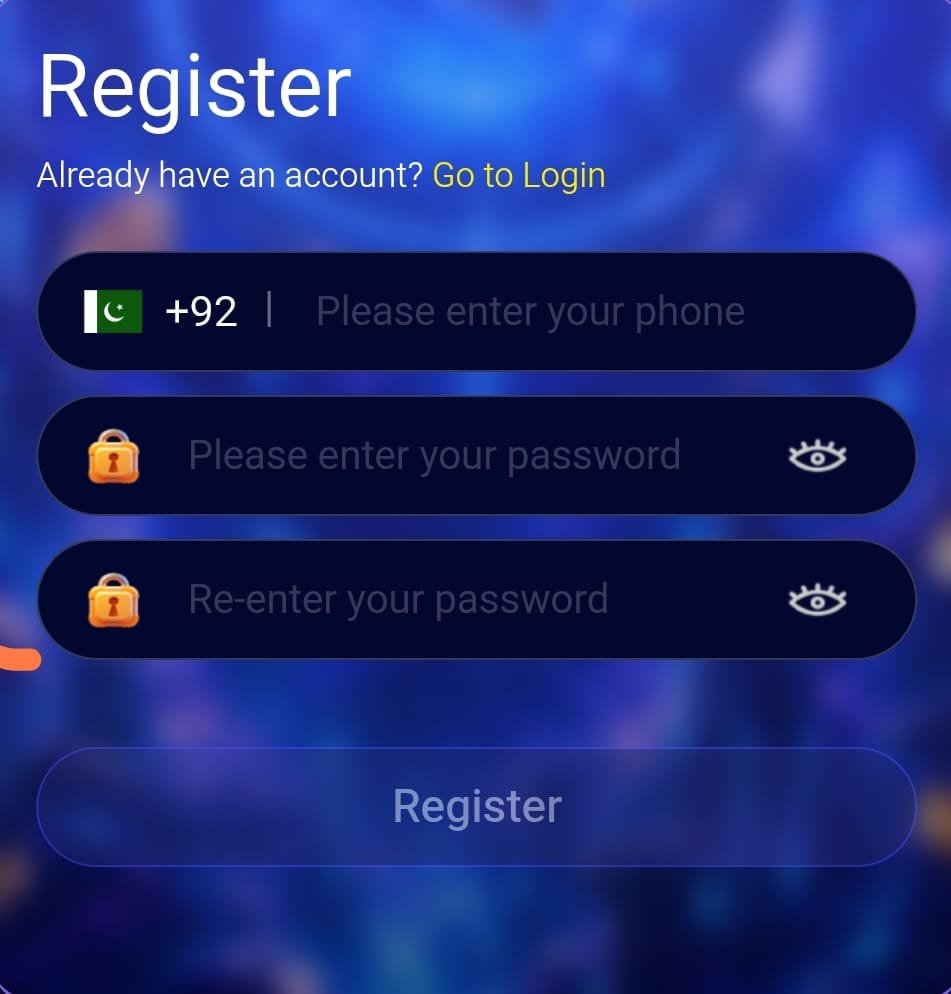 888GJ Game registration screen for creating a new player account