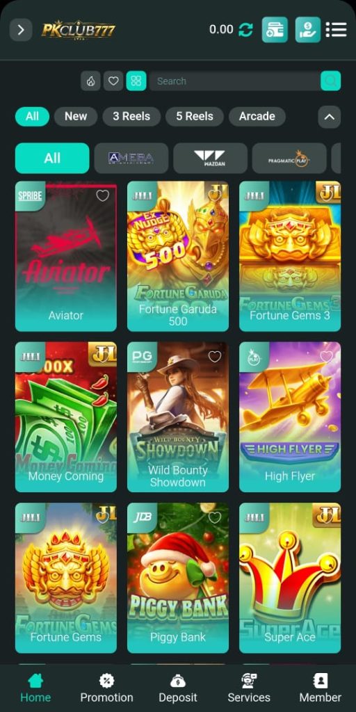 PKclub777 Game app home screen with clean navigation layout