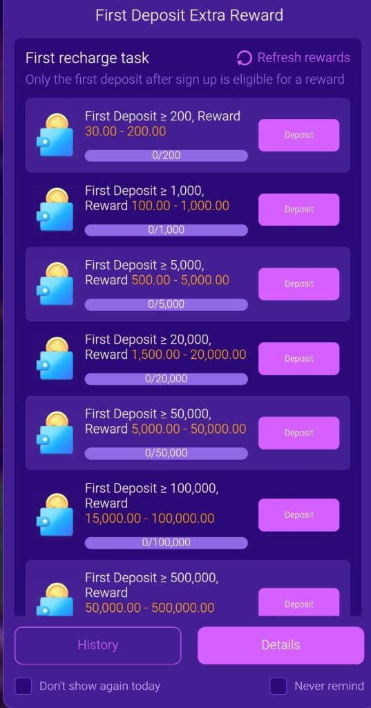 XC7777 APK first deposit bonuses offers