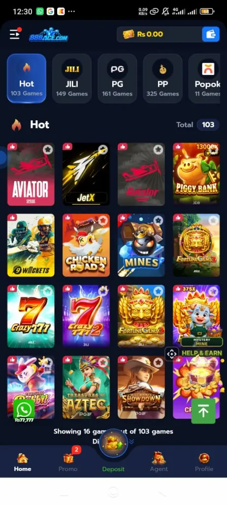 888Ace APK Interface