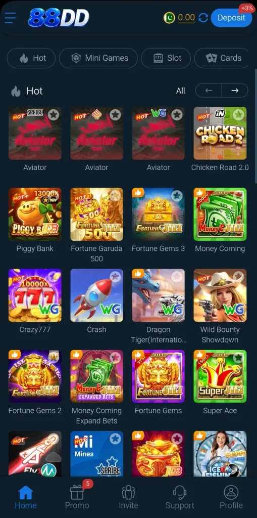 88DD APK Home Dashboard