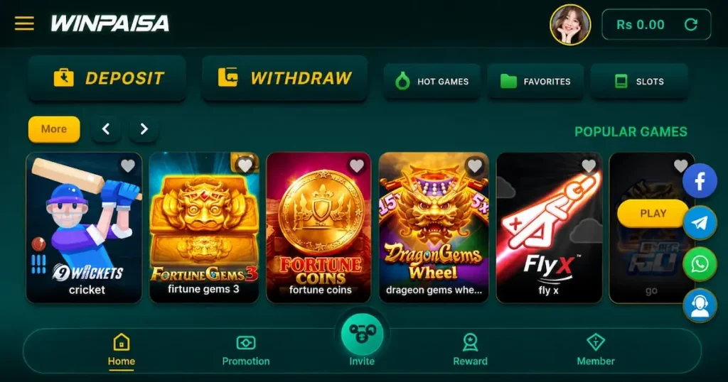 Winpaisa Casino Game home interface
