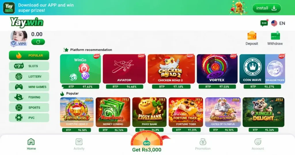 Yaywin Apk Home